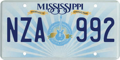 MS license plate NZA992