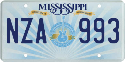 MS license plate NZA993