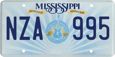 MS license plate NZA995