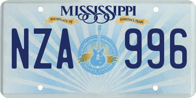 MS license plate NZA996