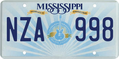 MS license plate NZA998