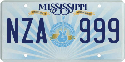 MS license plate NZA999