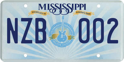 MS license plate NZB002