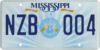 MS license plate NZB004