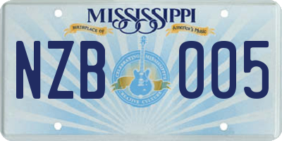 MS license plate NZB005