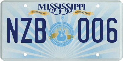 MS license plate NZB006