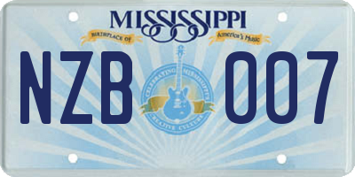 MS license plate NZB007
