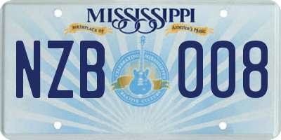 MS license plate NZB008