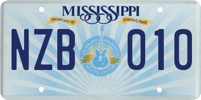 MS license plate NZB010