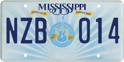 MS license plate NZB014