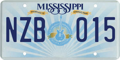 MS license plate NZB015