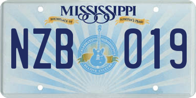 MS license plate NZB019