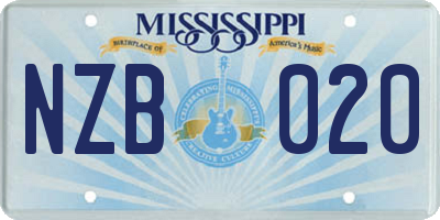 MS license plate NZB020