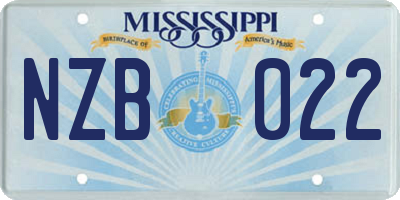 MS license plate NZB022