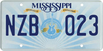 MS license plate NZB023