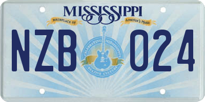 MS license plate NZB024