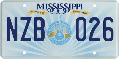 MS license plate NZB026