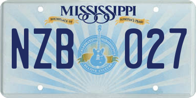 MS license plate NZB027