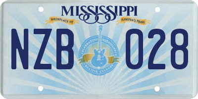 MS license plate NZB028
