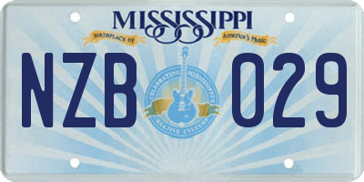 MS license plate NZB029