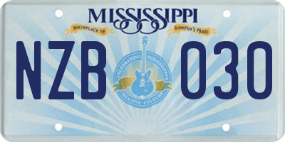 MS license plate NZB030