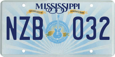MS license plate NZB032