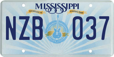 MS license plate NZB037