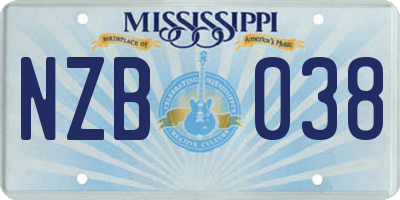 MS license plate NZB038