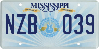 MS license plate NZB039