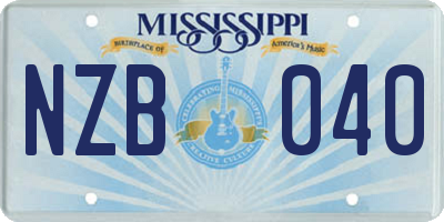 MS license plate NZB040