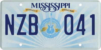 MS license plate NZB041