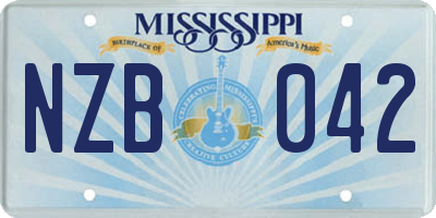 MS license plate NZB042