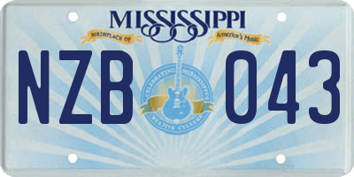 MS license plate NZB043