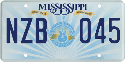 MS license plate NZB045