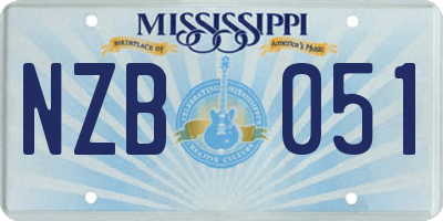 MS license plate NZB051