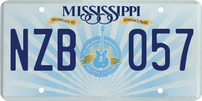 MS license plate NZB057