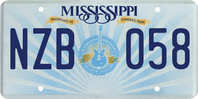 MS license plate NZB058