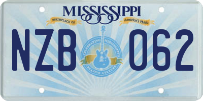 MS license plate NZB062