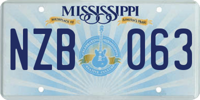 MS license plate NZB063