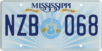 MS license plate NZB068