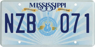 MS license plate NZB071