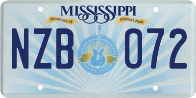 MS license plate NZB072