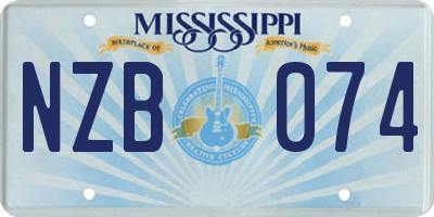 MS license plate NZB074