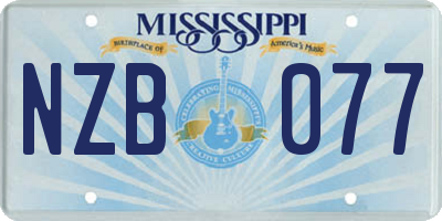 MS license plate NZB077