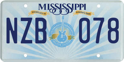 MS license plate NZB078