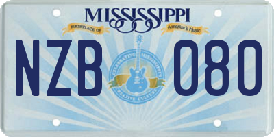 MS license plate NZB080