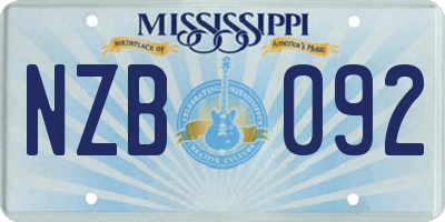 MS license plate NZB092