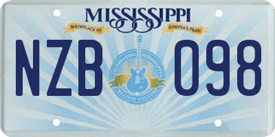 MS license plate NZB098