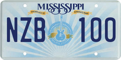 MS license plate NZB100