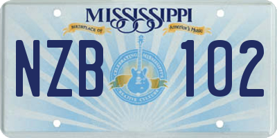 MS license plate NZB102